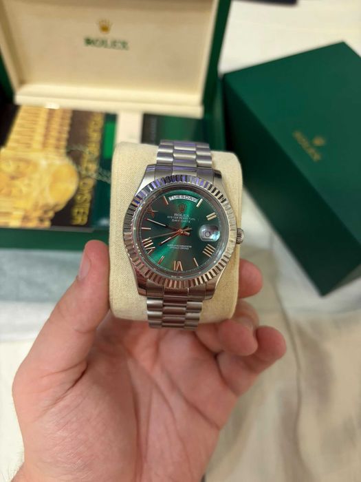 Ceas Rolex Day-Date verde argintiu 41 mm fullbox