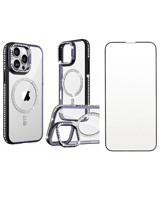 Husa Silicon MagSafe Rock +Folie Sticla Curbata Iphone 16 PRO MAX PLUS