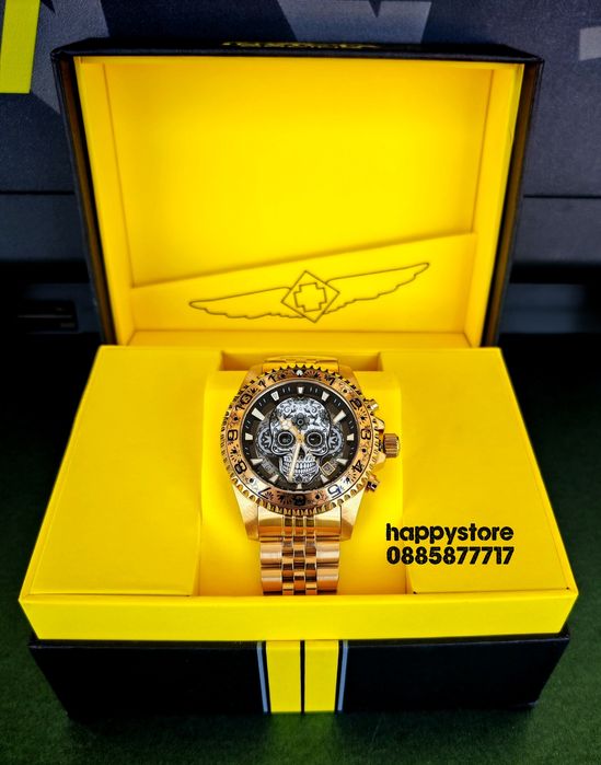 INVICTA Muertos Gold steel 44 mm, Инвикта нов ръчен часовник