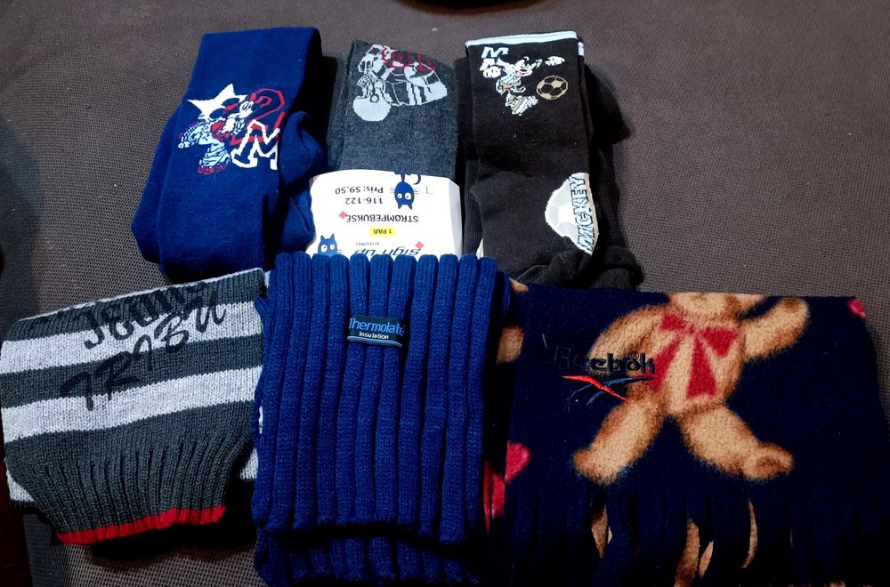 Лот детски чорапогащници 116-122 и 122-128 и зимни якета