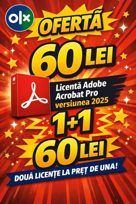 Licenta 60 lei  Adobe Acrobat PRO 2025+2019 serial key permanenta PDF Livrare peste tot