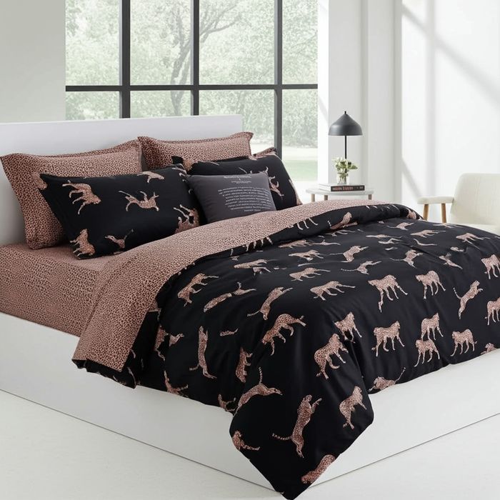 Lenjerie Pat Feeding Px059, Bumbac, 4 Piese, Cu Elastic, Maro, Negru