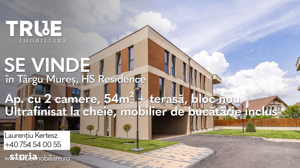 Ap. cu 2 camere, 54m² + terasă, bloc nou, HS Residence!