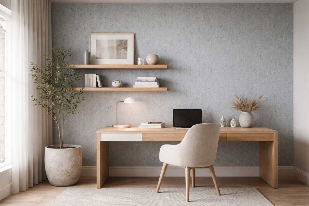 Tapet lână naturală albastru-gri, textură țesută vertical