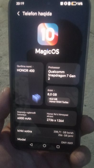 Honor 400 holati alo
