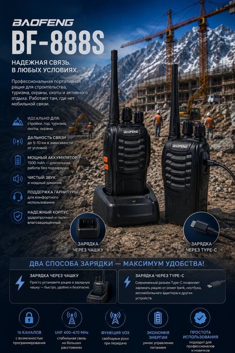Рация BAOFENG BF-888S профессиональная портативная рация