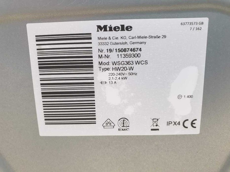 UK - 9Кг - Miele W1 Пералня Series Black & White PowerWash Миеле 12м Гаранция