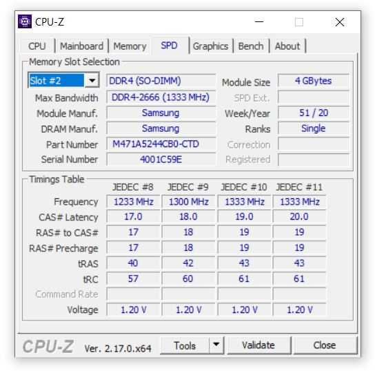 Memorie laptop Samsung DDR4, 2666 MHz, 8GB (2x4GB), PC4-21300, 1.2V