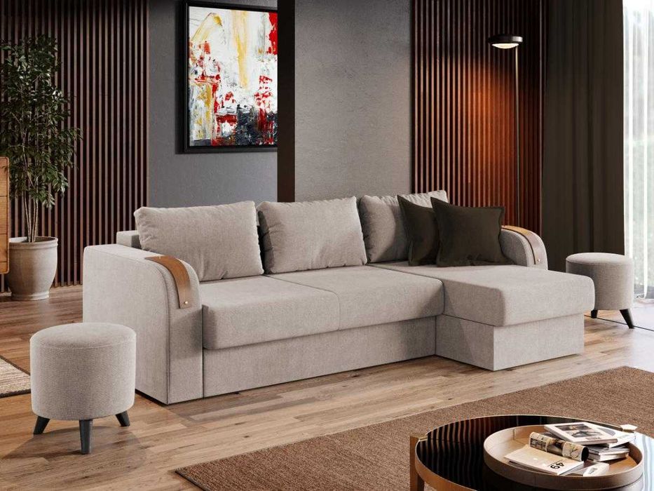 Coltar Morelia Crem + Masa Grand Stejar Auriu + 4 Scaune Grand Crem