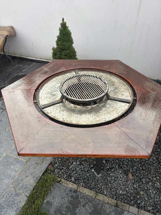 Gratar cu plita si suport ceaun/disc