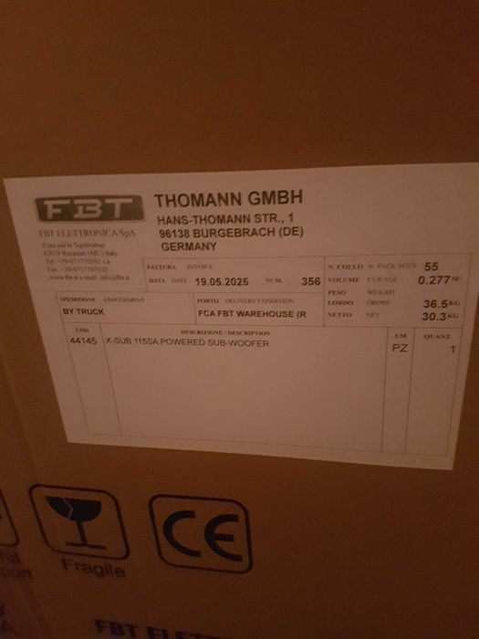 Fbt X Line Sub 115 SA 1200 w rms/2400 w max