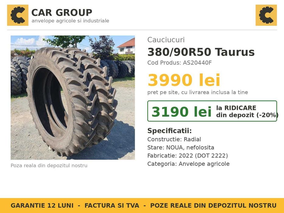 Cauciucuri 380/90R50 Taurus Anvelope NOUA 2022 la PRET de SECOND