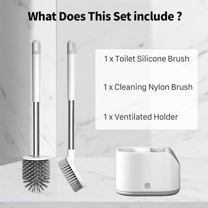 Perie toaleta 2-in-1 cu suport igienic si montare pe perete pardoseala