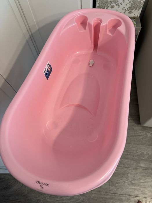 Vand Cadă de baie cu scurgere și suport Lorelli - 88 cm, Nordic Pink