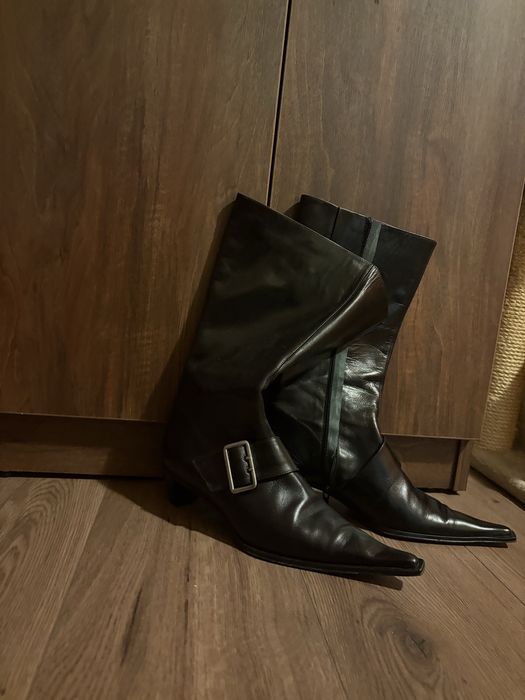 Ghete din piele cu toc mic