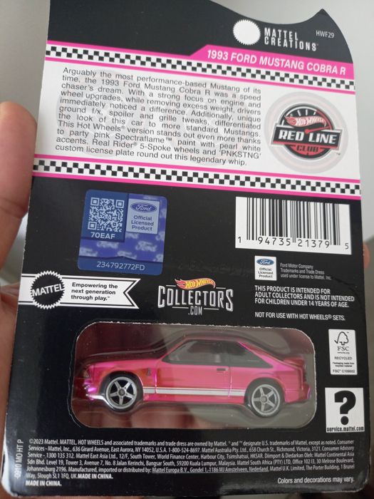 93' Ford Mustang Cobra R - Hot Wheels RLC - количка 1/64