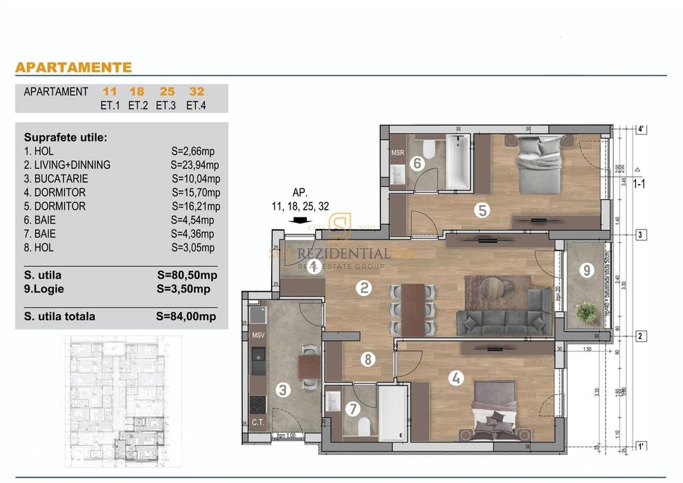 Apartament nou, decomandat cu 3 camere si balcon - zona Bd Brancoveanu