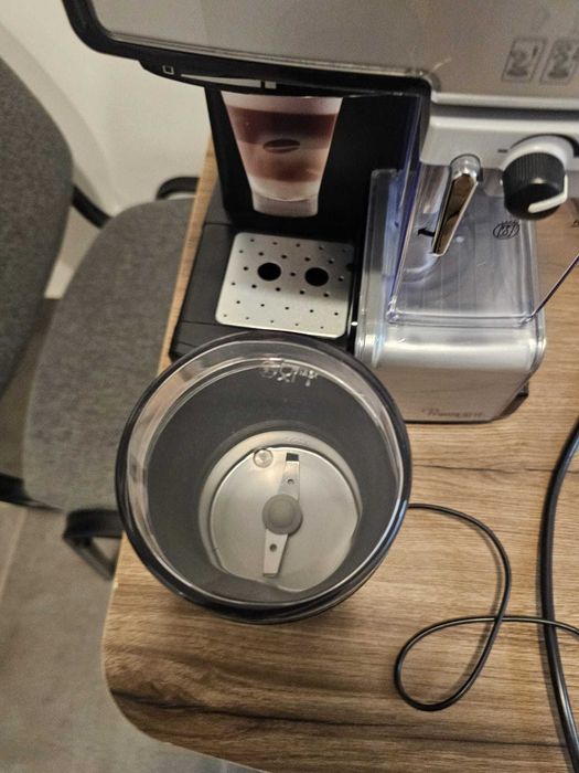 Espressor manual Breville Prima Latte 15 bari, 1.5 l, Recipient detasabil lapte 0.3 l, Argintiu