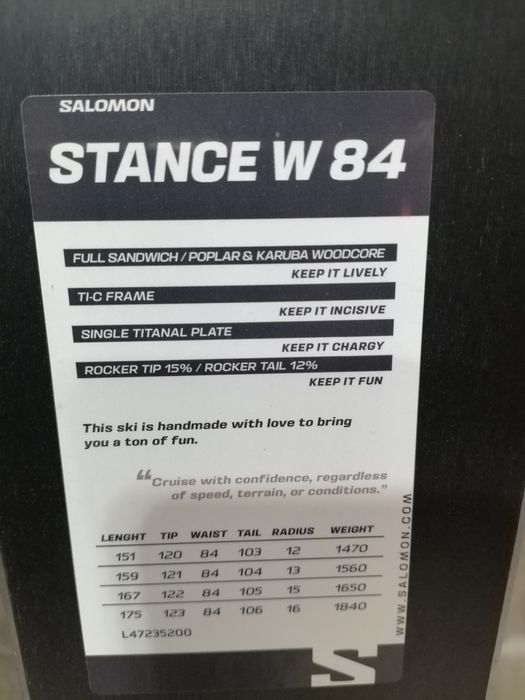 Schiuri ski Salomon Stance 84 Nou! 151 cm
