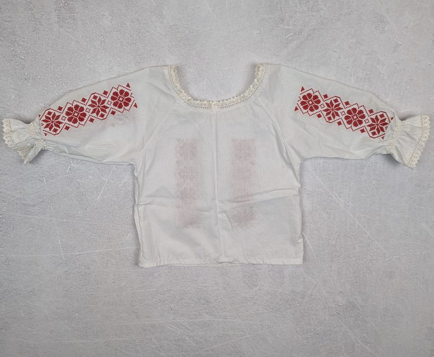 Ie Traditionala Romaneasca Motive Folclorice Broderie Rosie copii / fe