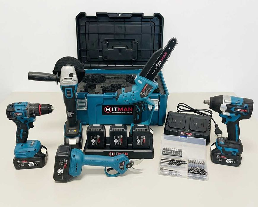 Set Scule Electrice HITMAN 62V 5 Piese cu 3 Baterii si valiza