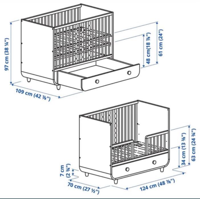 Patut bebe myllra cu saltea si 6 lenjerii