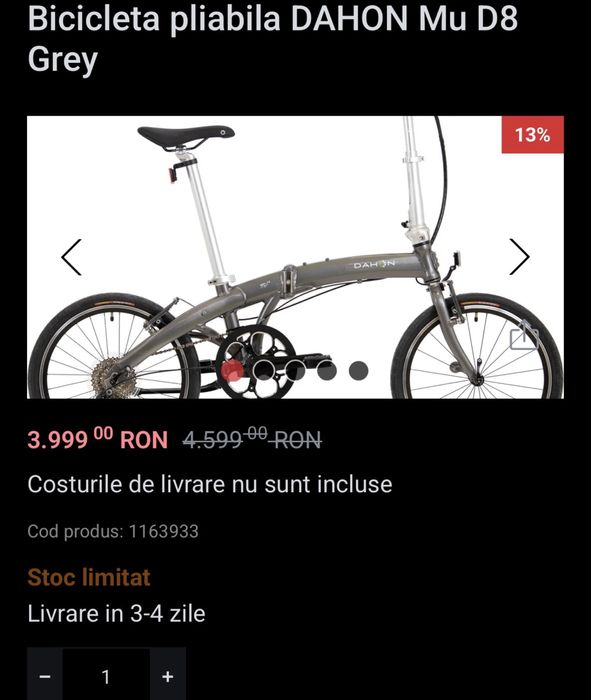 Bicicleta Aluminiu DAHON model MU 8 viteze