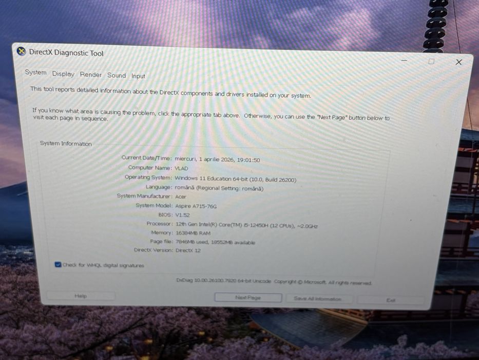Laptop Acer Aspire 7