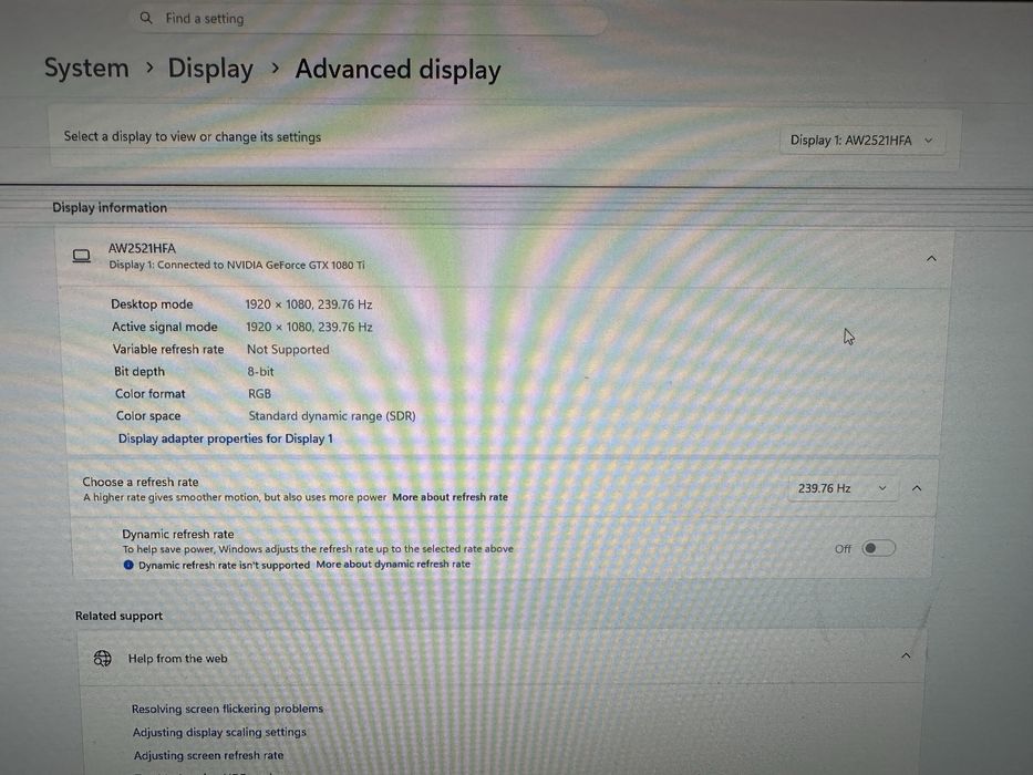 Monitor Alienware 240hz 24.5