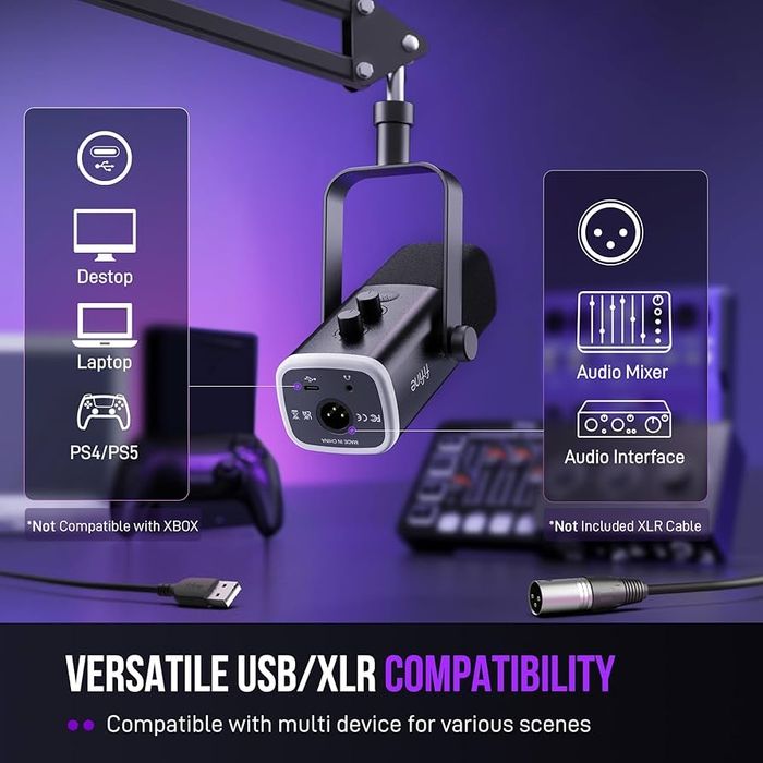 Microfon Profesional FIFINE AM8T, Gaming, XLR, RGB , RESIGILAT: Oferim factura + Garantie