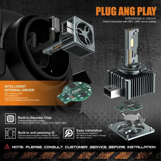 ТОП ЦЕНА, лед крушки D1S D2S D3S D5S D8S LED 12000LM 120W, С гаранция