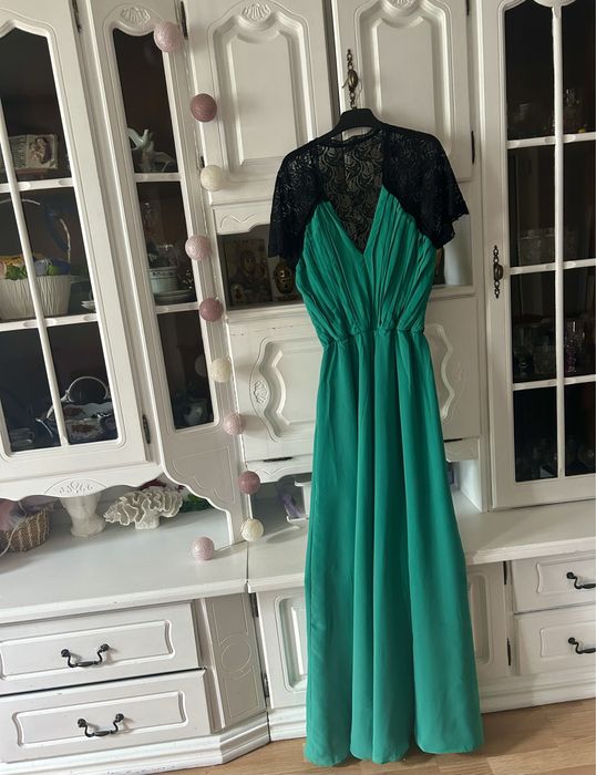 rochie de seara din voal verde smarald