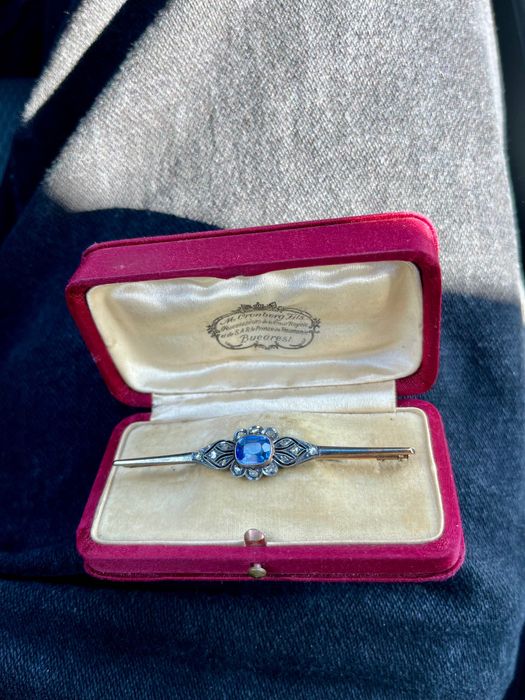 Broșă regală antică Belle Époque – Furnizor al Curții Regale a României (M. Cronberg Fils)