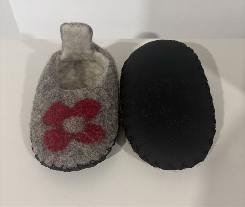 Papuci casa copii, lana impaslita