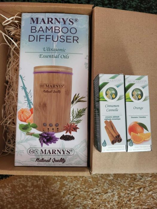 Marnys, difuzor Aromaterapie cu Ultrasunete din Bambus,  + uleiuri