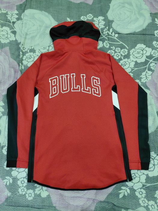 Суитшърт Chicago Bulls Nike Red Authentic Showtime Therma Flex Performance Full-Zip Hoodie.