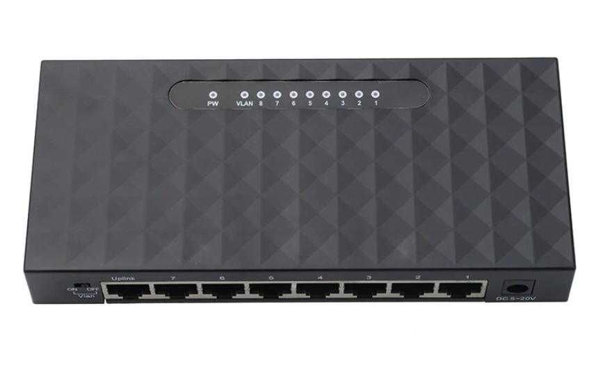 8x Port FAST VLAN Switch Auto Uplink Switch 7+1 DC IP NVR 8x Портов Суич с Бързи Връзки за Автоматично Превключване 7x RJ45 порта + 1x DC IP NVR Порт