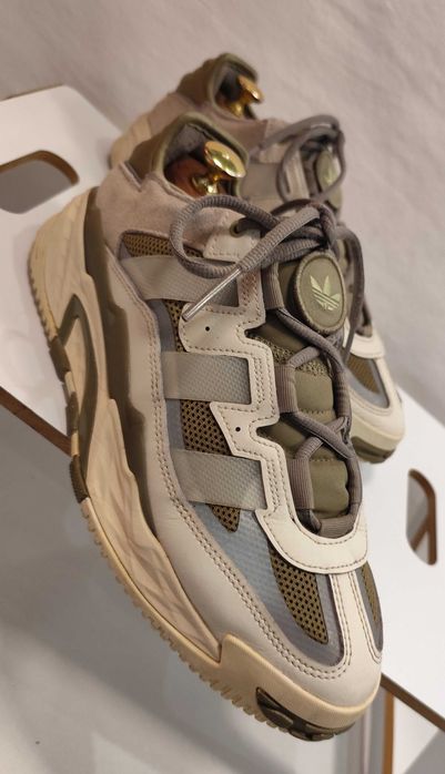 Pantofi sport casual 41 41.5 premium Adidas piele naturala alb verde
