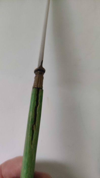 Десертни прибори от месинг с перленозелена бакелитова дръжка