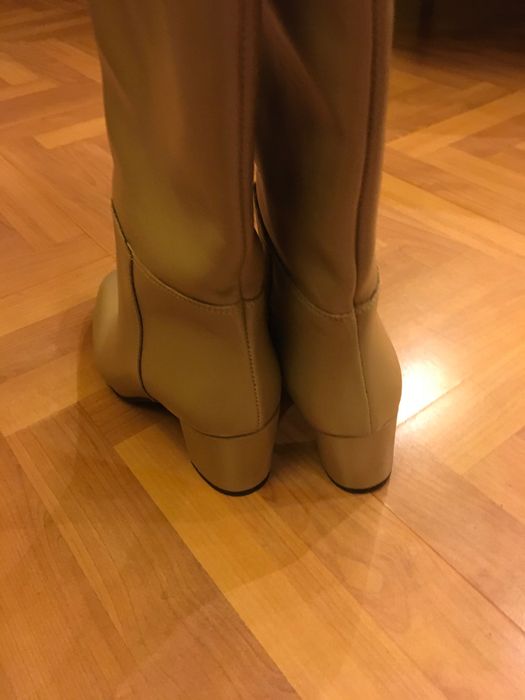 Cizme din piele crem bej dama