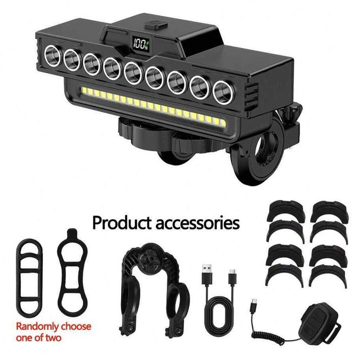 Ултра ярка 9 LED + 21 SMD светлина за велосипед, Фар, Клаксон, Батерия