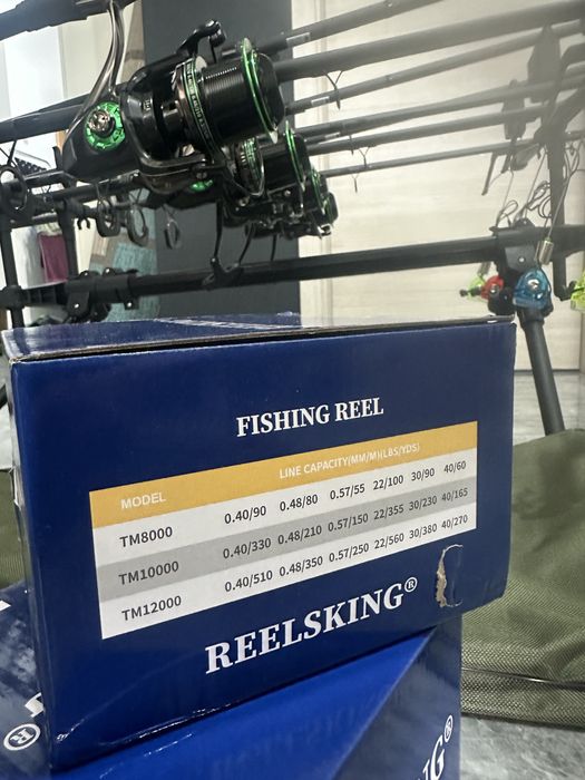 Set pescuit crap complet – 4 lansete Robinhan 3.90 + Reelsking TM10000 + Rod Pod 4 posturi echipat