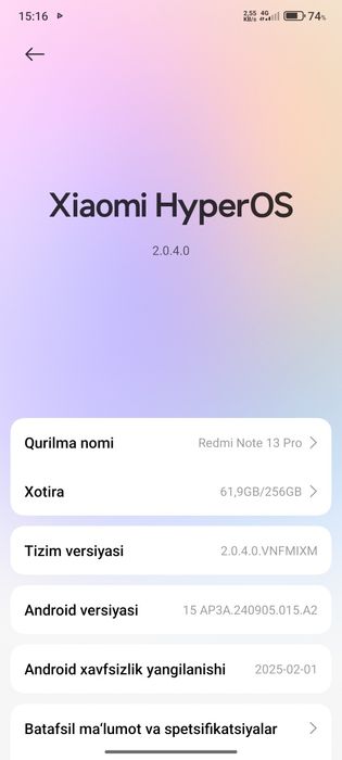 Redmi Note 13 Pro. Telefon holati IDYAL 2 oy ishlatilgan