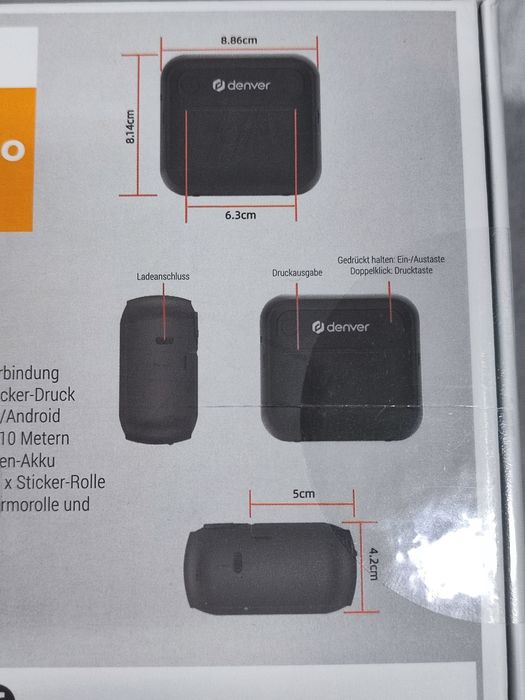 Mini imprimantă termică portabilă Denver Bluetoth 5.0 poze și stickere