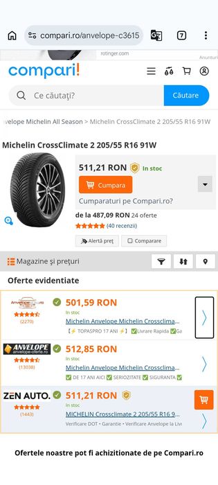Set 4 Anvelope Michelin CrossClimate 2 Dot 16/2023 205/55 R16