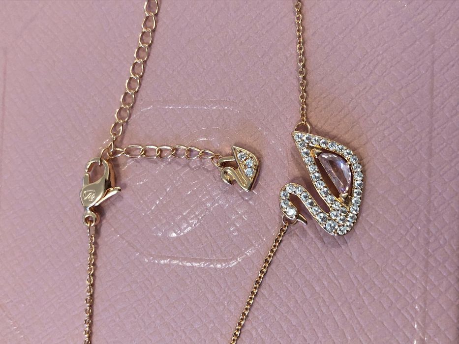 Lant Swarovski Swan rose gold Lantisor colier