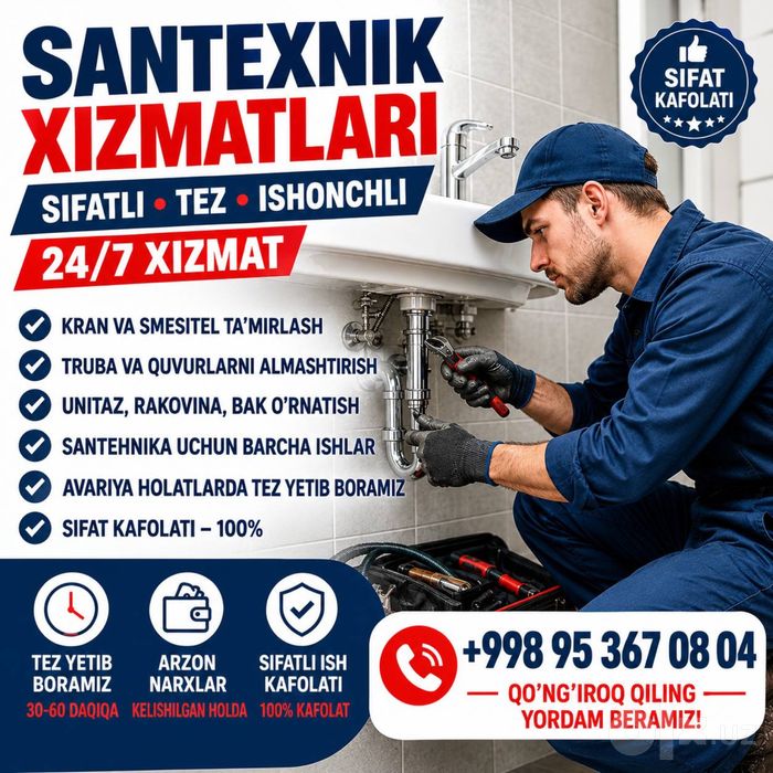 Toshkent Bo‘ylab 24/7 Santexnik – Ishonchli, Tez, Sifatli