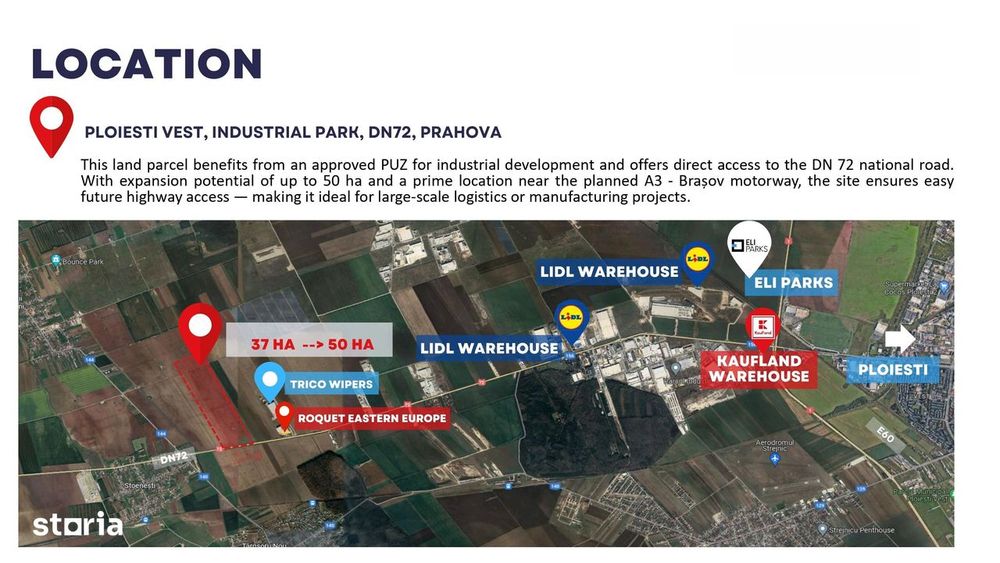 Teren 37 ha de vanzare cu PUZ aprobat - Stoenești, lângă Ploiești, acc