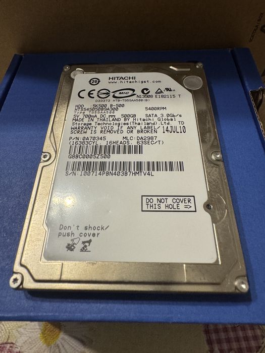 Varianta Scurtă: HDD Hitachi 500GB, 2.5 inch, SATA II, 5400RPM