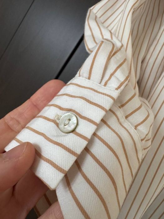 Риза ZARA, райе, възел, седефени копчета